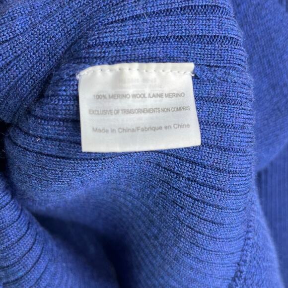 Tory Burch Wool Sweater Wmns Sz S Boatneck Long Sleeve Peplum Waist Blue - Picture 9 of 11